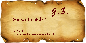 Gurka Benkő névjegykártya